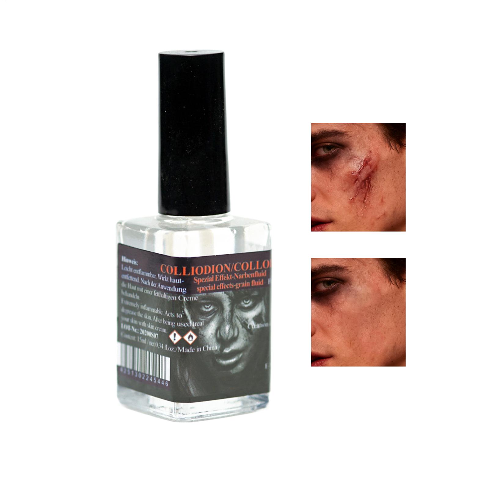 Cosplay Prop Paint - สีทาแผลเป็นแบบน้ำ 15 มล. สำหรับใบหน้า พร้อมแปรง ใช้สำหรับฮาโลวีน