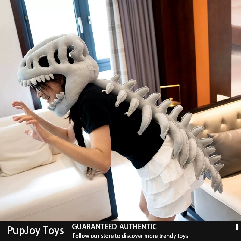 Cosplay Fire Prop - หมวกตุ๊กตาโครงกระดูกไดโนเสาร์แบบทั่วไป ชุดเต็ม ชุดคอสเพลย์ตลก หมวกสวมศีรษะ สำหรับผู้ใหญ่ งานปาร์ตี้
